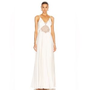 Jonathan Simkhai Kolbi Lace-Trim Pleated Maxi Dress Size 4